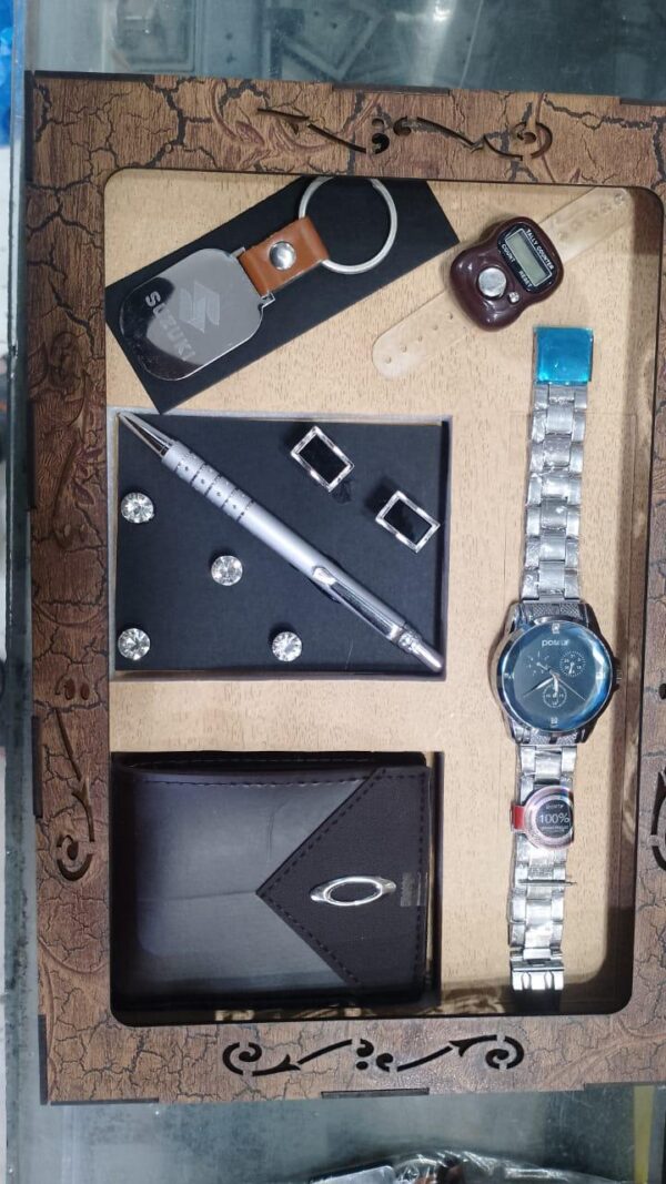 MENS WATCH, WALLET AND ACCESSORIES GIFT SET(Watch+Wallet+Keychain+Pen+Studs+Buttons+Time)