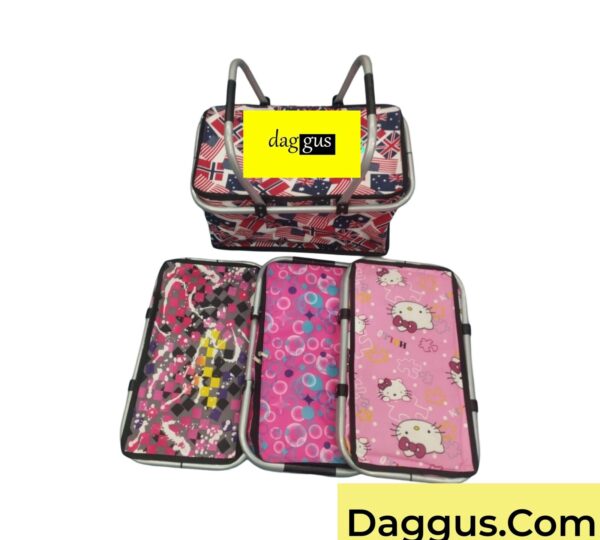 Portable Folding Basket Aluminum Frame Basket Storage Basket Large Capacity :