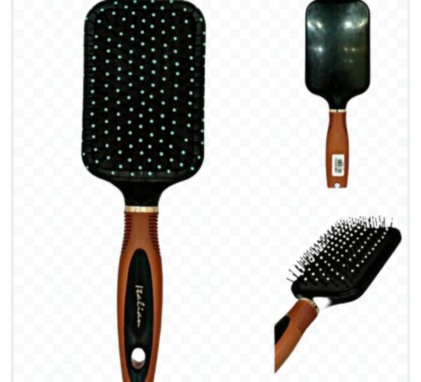 Large Paddle Hair Brush in Steel Pin with Tip - Crystal Brown Color