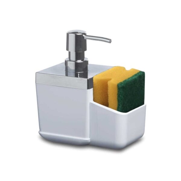 Primanova Toskana Kitchen Liquid Soap Dispenser With Removeable Sponge Cup, White Color(M-E51-01 White): - Image 2