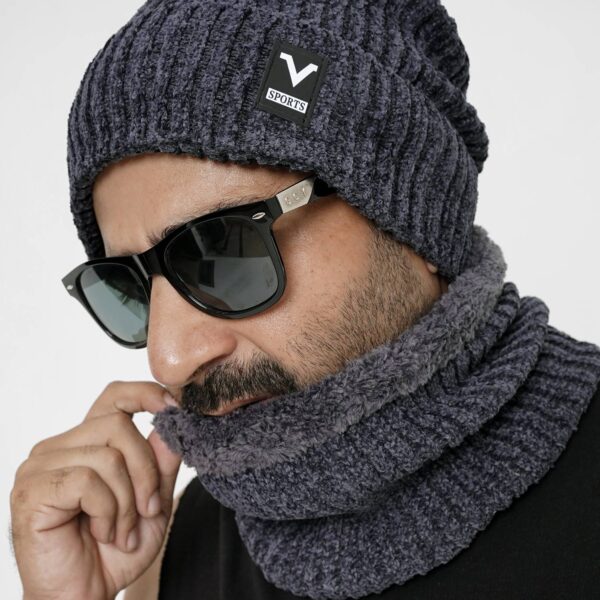 Imported Cap and Neck Warmer Set with Velvet Lining-Vector
