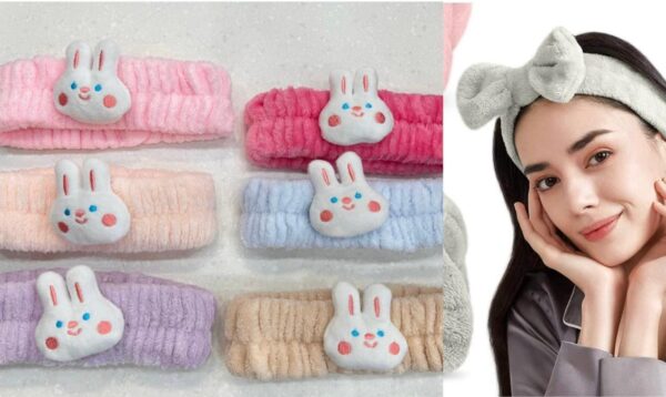 Pack of 6 Bowknot Hair Bands, Coral Fleece Bow Headbands, Bowknot Headbands Elastic Hair Bands Knitted Headband for Kids, Adjustable. - Image 4