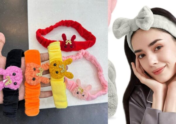 Pack of 12 Bowknot Hair Bands, Coral Fleece Bow Headbands, Bowknot Headbands Elastic Hair Bands Knitted Headband for Kids, Adjustable.