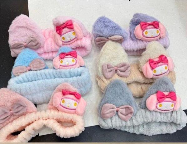 Pack of 6 Bowknot Hair Bands, Coral Fleece Bow Headbands, Bowknot Headbands Elastic Hair Bands Knitted Headband for Kids, Adjustable. - Image 2