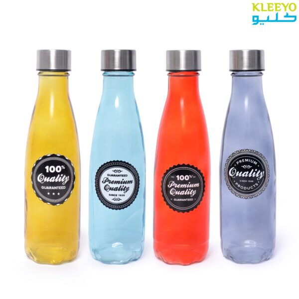 Kleeyo Glass Water Bottle 580ML(Available In Aqua, Blue, Orange, Yellow) item Code: PD0002: