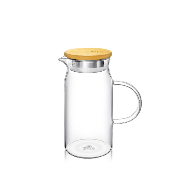Wilmax Thermo Glass Jug 34FL OZ/1000ML,with Bamboo Lid(item code:WL‑888207-A)