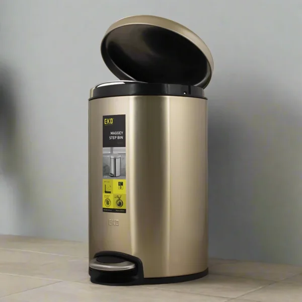 Eko Maggy Stainless Steel Round Step Waste Bin EK9213-Gold(8 -Liter): - Image 3