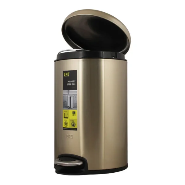 Eko Maggy Stainless Steel Round Step Waste Bin EK9213-Gold(5 -Liter): - Image 3