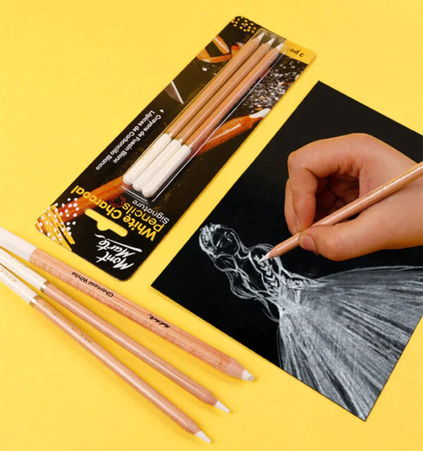 Mont Marte White Charcoal Pencils Pack of 3 - Image 3