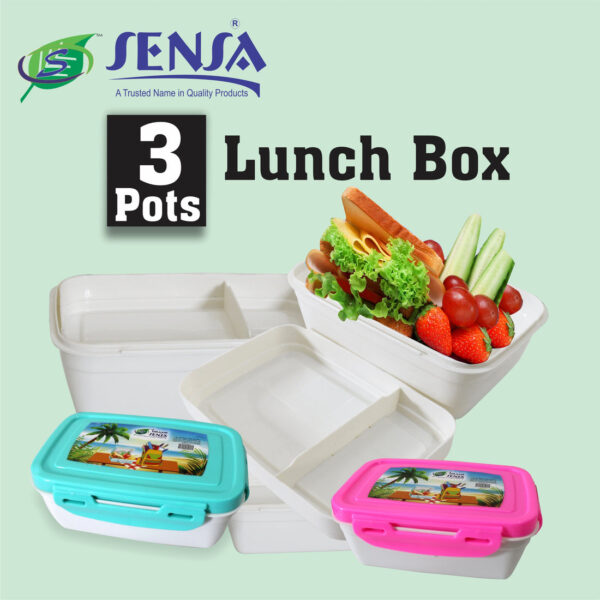 Sensa Plastic Lunch Box 3 Pots. - Image 2