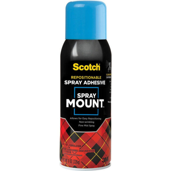 Scotch Spray Mount Repositionable Spray Adhesive.