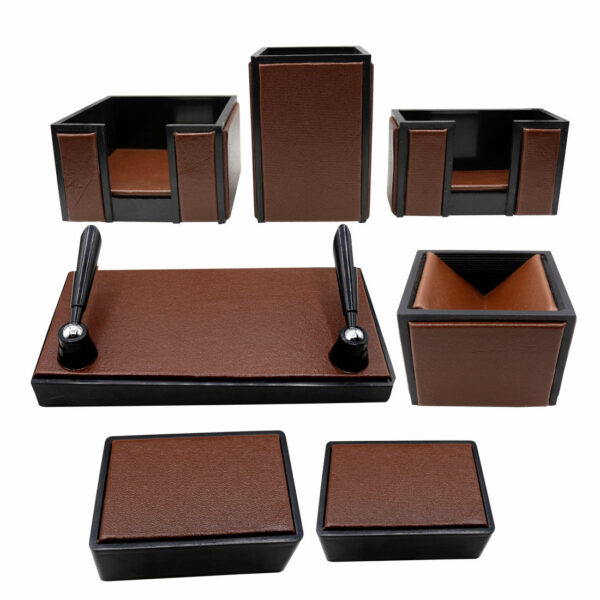 Senator Rexine Leather Desk Organizer 7 pcs Set #20(Brown).
