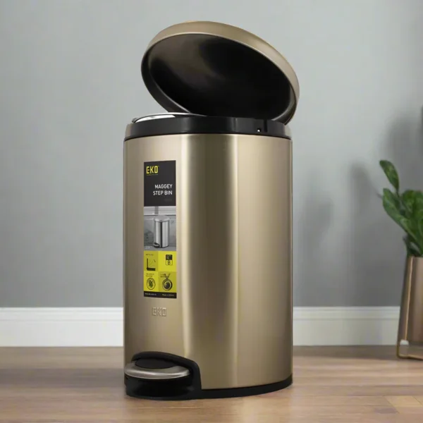 Eko Maggy Stainless Steel Round Step Waste Bin EK9213-Gold(20 -Liter): - Image 2