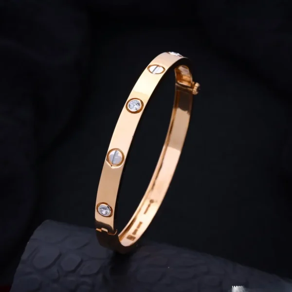 Golden Titanium Steel Non-Fade Bracelet Female Plain Ring Zircon Bracelet