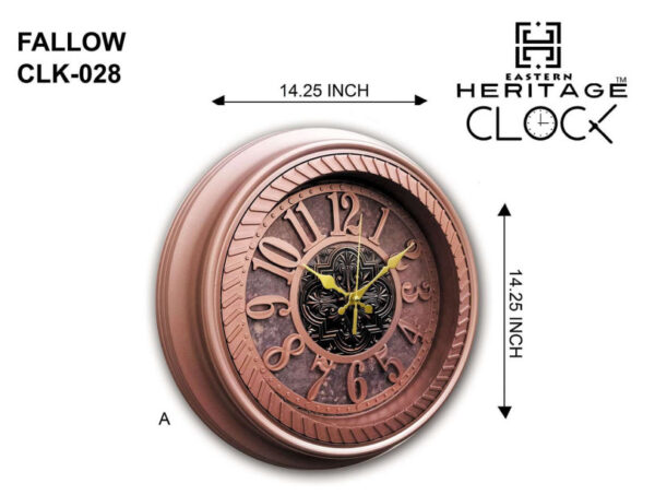 HERITAGE WALL CLOCK FALLOW 14.5Inch Item Code: CLK-028