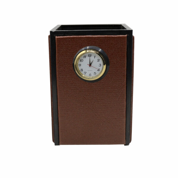 Senator Rexine Leather Office Desk Organizer 7 pcs Set With Watch #20(Brown). - Image 4