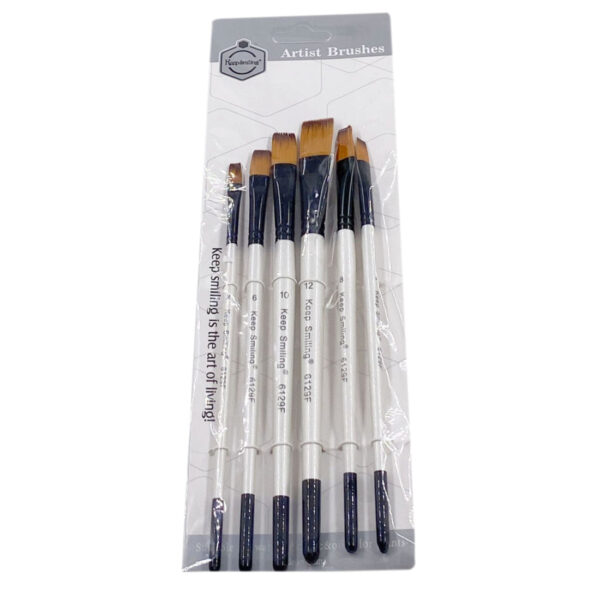 Keep Smiling Flat Tip Paint Brush Pack of 6 - Image 4