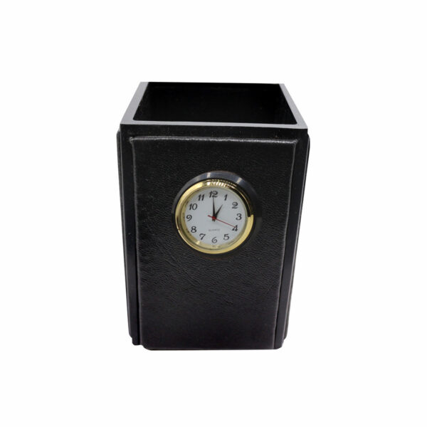 Senator Rexine Leather Office Desk Organizer 7pcs Set With Watch #20(Black). - Image 3
