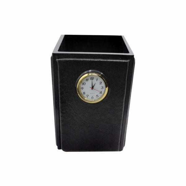Senator Rexine Leather Office Desk Organizer 8 pcs Set With Watch #20(Black). - Image 4