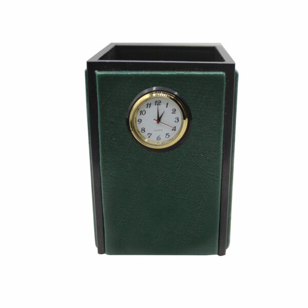 Senator Rexine Leather Office Desk Organizer 8 pcs Set With Watch #20 (Green). - Image 7
