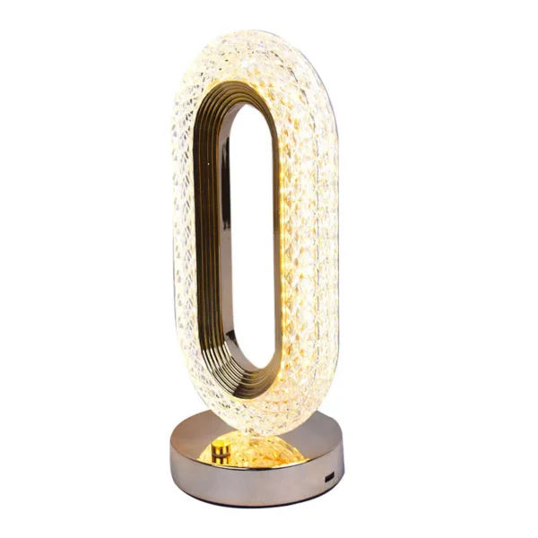 Rechargeable Luxury Oval Shaped Crystal Table Lamp With 3 Colors Touch Control - Image 3