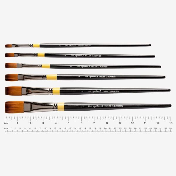 Daler Rowney System 3 Long Handle Flat Brush Single Piece SY-44
