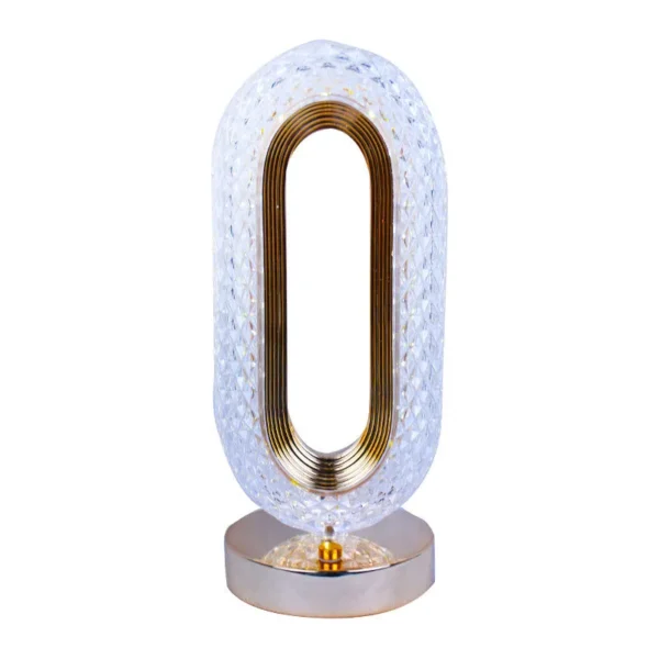 Rechargeable Luxury Oval Shaped Crystal Table Lamp With 3 Colors Touch Control - Image 4