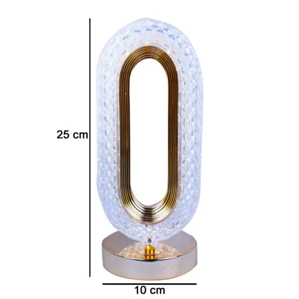 Rechargeable Luxury Oval Shaped Crystal Table Lamp With 3 Colors Touch Control - Image 5