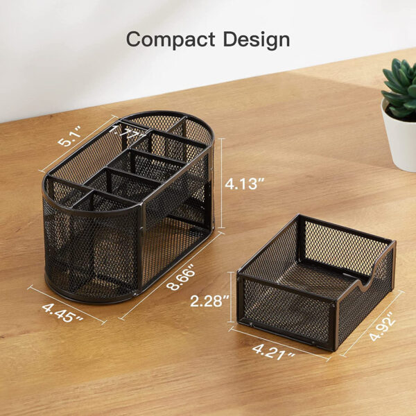 Metal Mesh Desk Organizer 9 Compartment With Drawer. - Image 3