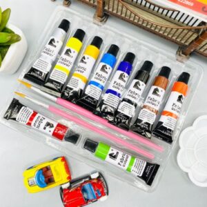 8 Pieces Fabric Color Tubes With 2 Paint Brushes And Palette