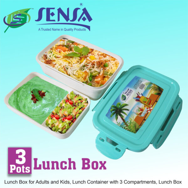 Sensa Plastic Lunch Box 3 Pots. - Image 6