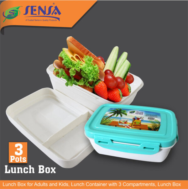 Sensa Plastic Lunch Box 3 Pots. - Image 7
