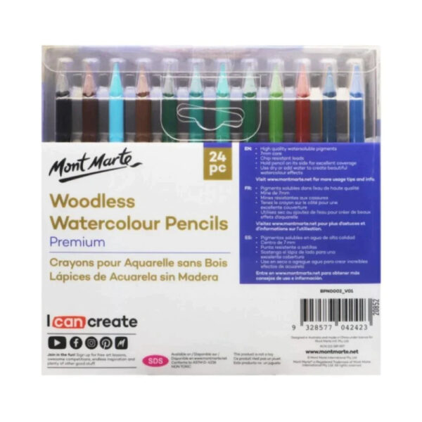 Mont Marte Woodless Watercolour Pencils Premium 24pc - Image 2