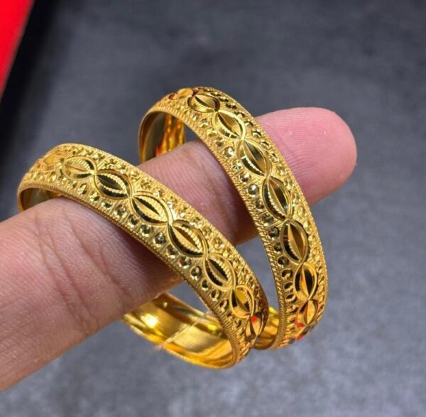 2pcs Gold Plated Baby Toddlers Children Bangles Bracelet, First Birthday Gifts.  - Image 2