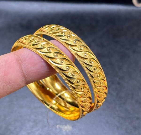 2pcs Gold Plated Baby Toddlers Children Bangles Bracelet, First Birthday Gifts. 