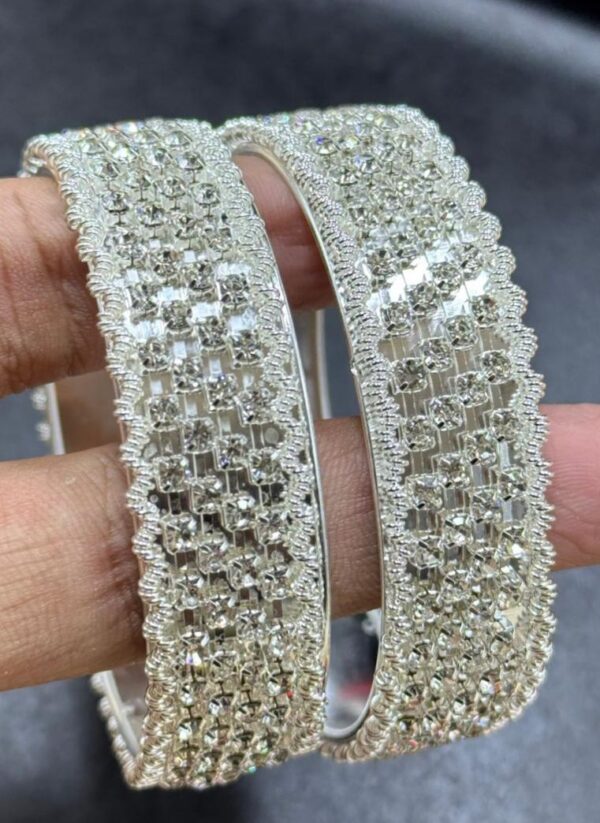Fancy Bangles Pair set, 2pcs Bangles/Churhi set For Girls & Women, All sizes Available. Golden, Silver with White & Multicolor Beads.