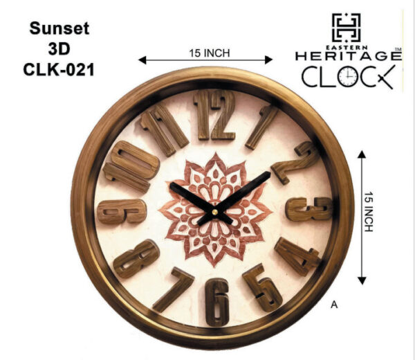 HERITAGE WALL CLOCK SUNSET 3D 15"Item Code: CLK-021 - Image 2