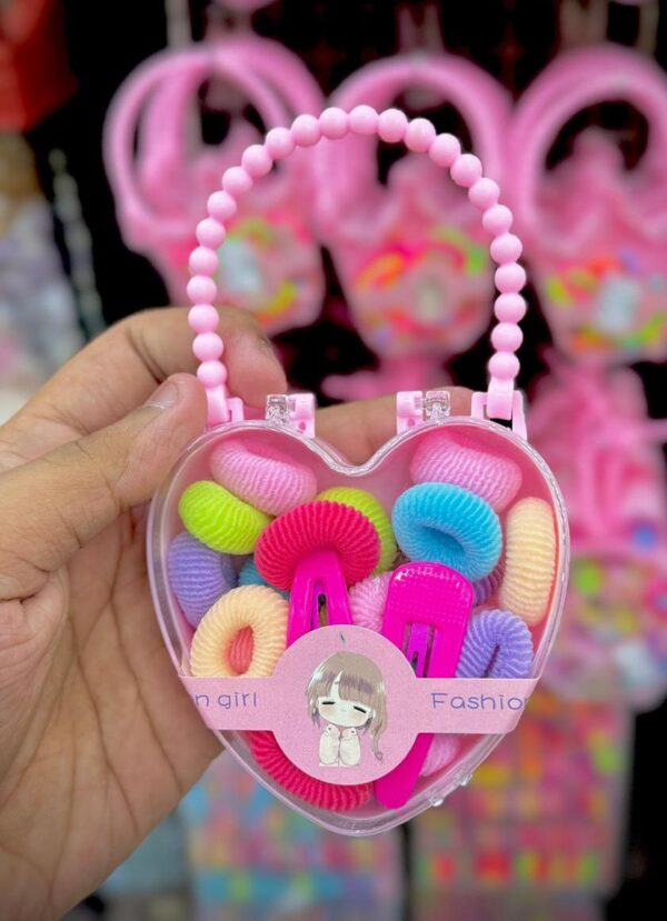 Heart Shaped Hair Scrunchies Box for Kids, Party Favor, Birthday Gift.