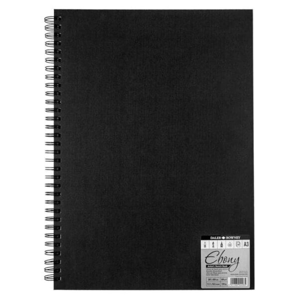 Daler Rowney Ebony Hardback Spiral Sketchbook (Size A3).