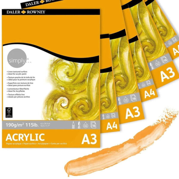 Daler Rowney Simply Acrylic Pad Available In Size A3. - Image 2