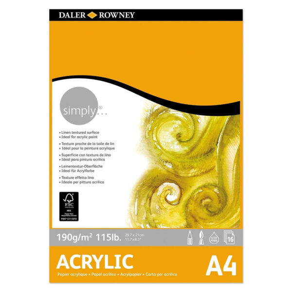Daler Rowney Simply Acrylic Pad Available In Size A4. - Image 3