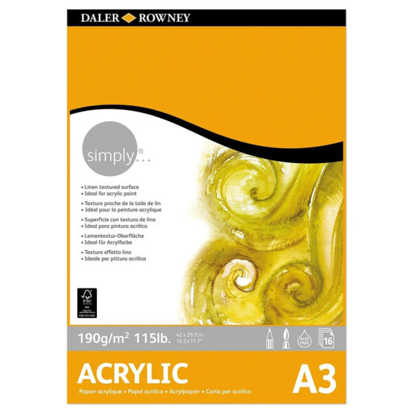 Daler Rowney Simply Acrylic Pad Available In Size A3.