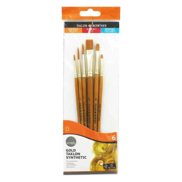 Daler Rowney Simply Gold Taklon Brush Set Of 6