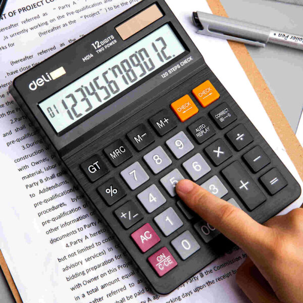 Deli Desktop Calculator 12 Digits, 120 Steps Check. - Image 2