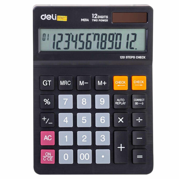 Deli Desktop Calculator 12 Digits, 120 Steps Check. - Image 4