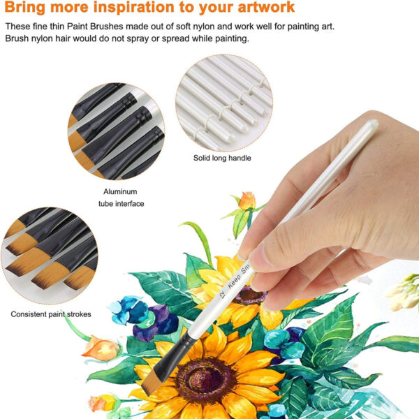 Keep Smiling Professional Flat Tip Paint Brush Pack Of 12 - Image 5