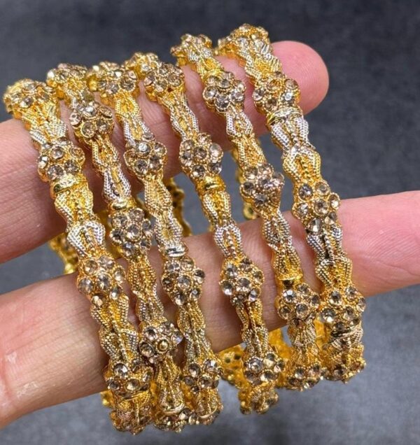 Gold Plated Zarkon Handmade Bangle set 8 pcs Bangles/Churhi set For Girls & Women, All sizes Available.