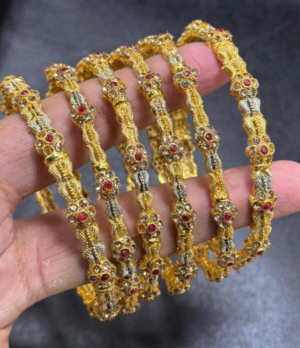 Gold Plated Zarkon Handmade Bangle set 8 pcs Bangles/Churhi set For Girls & Women, All sizes Available. - Image 2
