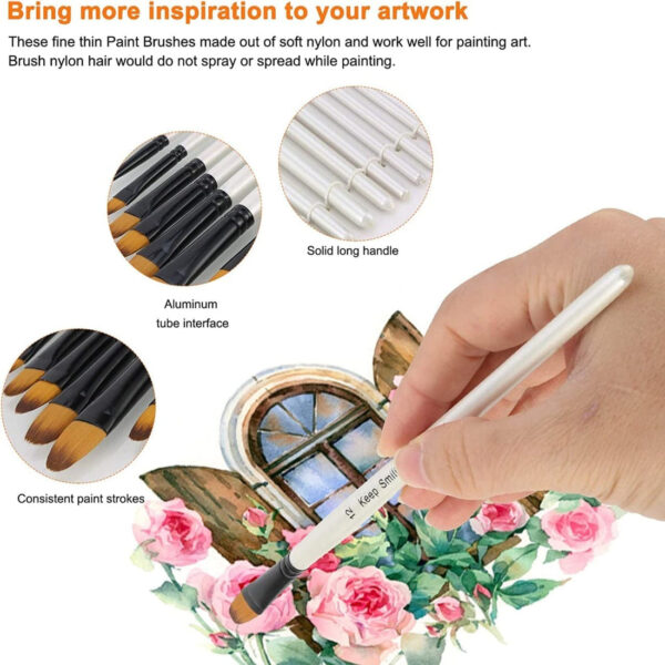 Keep Smiling Filbert Paint Brush Pack of 6 - Image 3