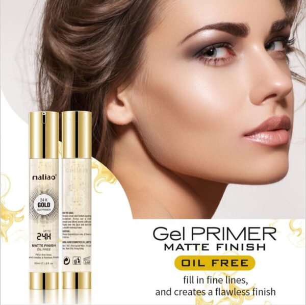 MALIAO 24K Gold Gel Matte Finish Oil-Free Primer - Flawless Base for Lasting Beauty.